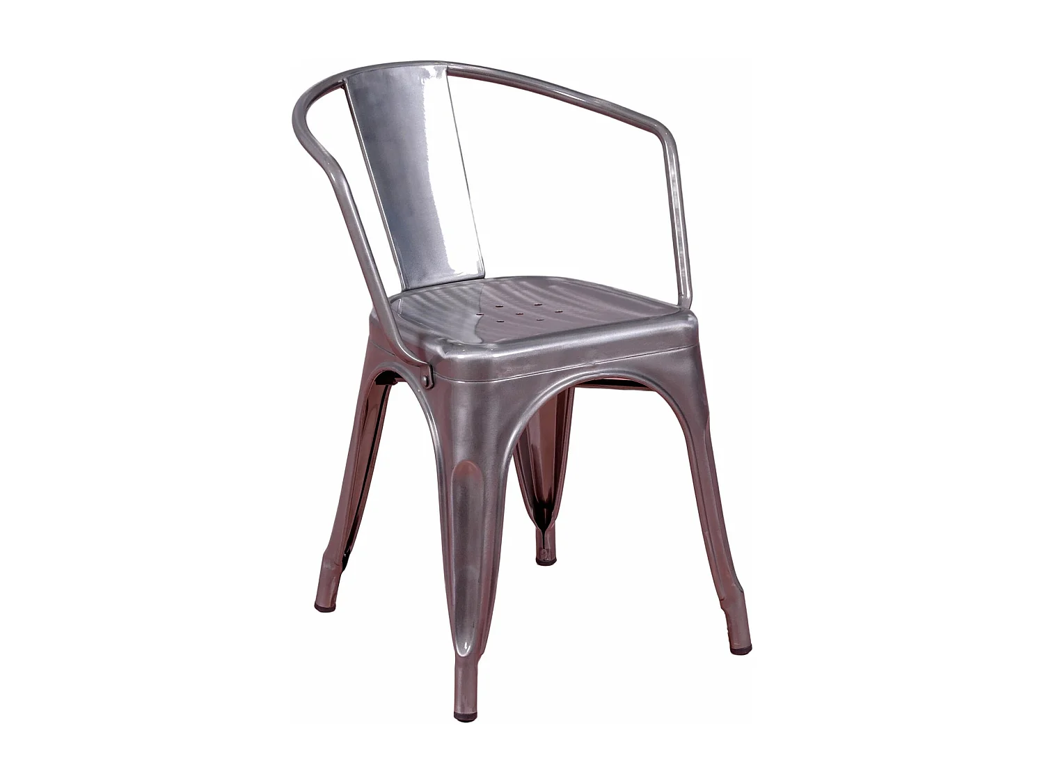 Industriële stoel met armleuningen in metallic staal - Bistro - Metaal