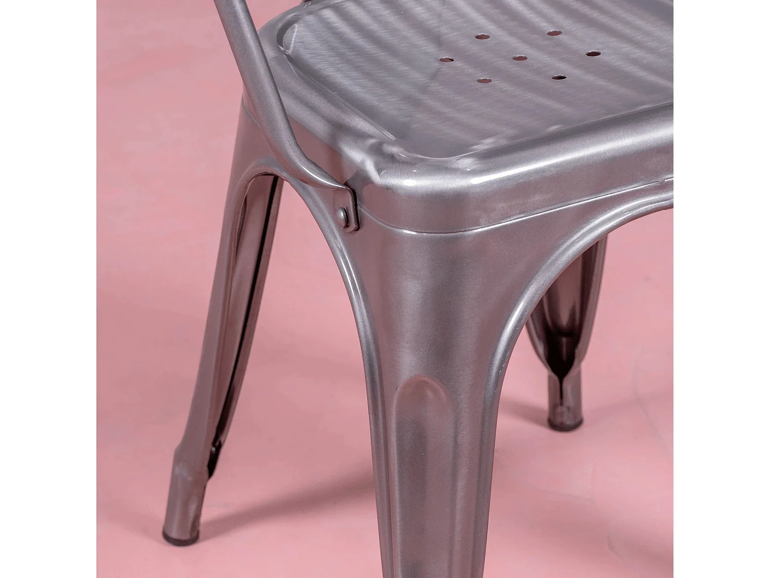 Industriële stoel met armleuningen in metallic staal - Bistro - Metaal