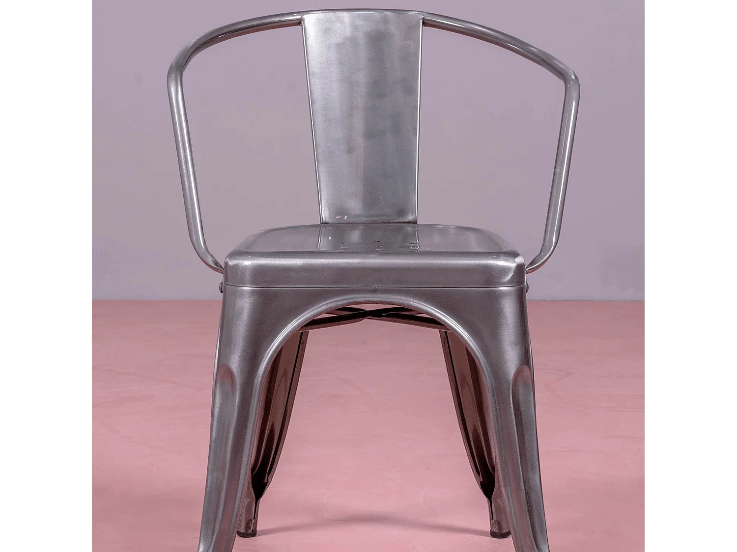 Industriële stoel met armleuningen in metallic staal - Bistro - Metaal