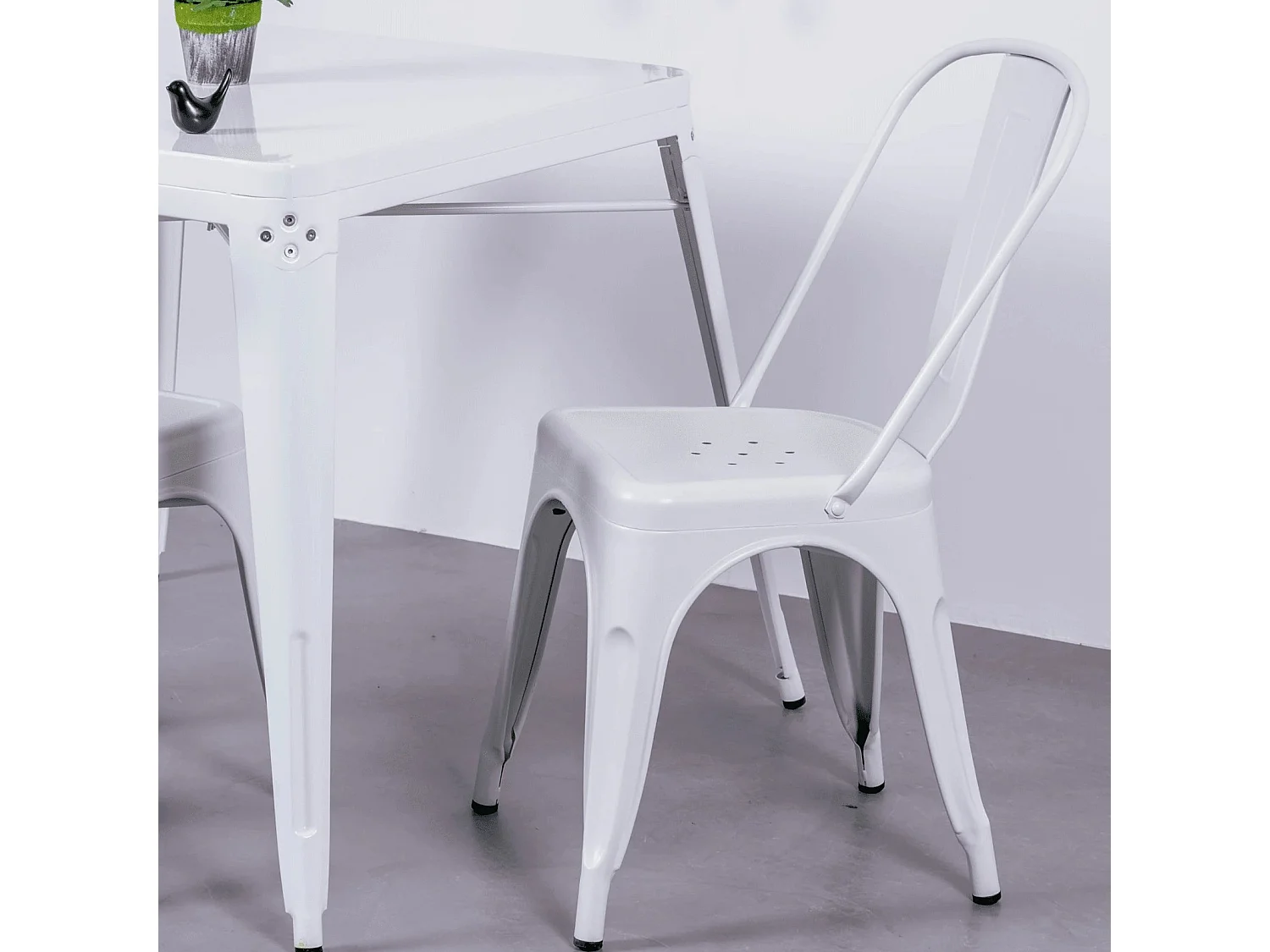 Sedia in metallo acciaio in stile industriale - Bistro - Bianco