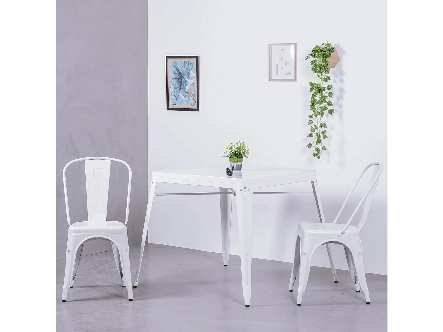 Sedia in metallo acciaio in stile industriale - Bistro - Bianco