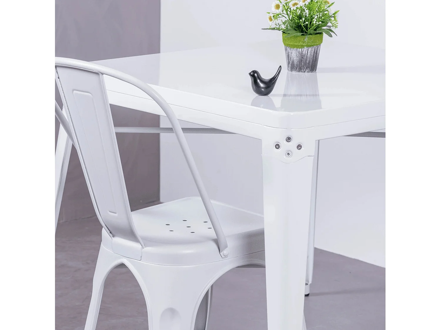 Metalen stalen stoel in industriële stijl - Bistro - Wit