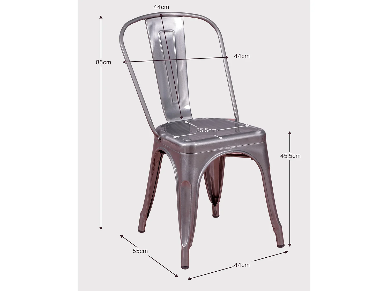 Metalen stalen stoel in industriële stijl - Bistro - Wit