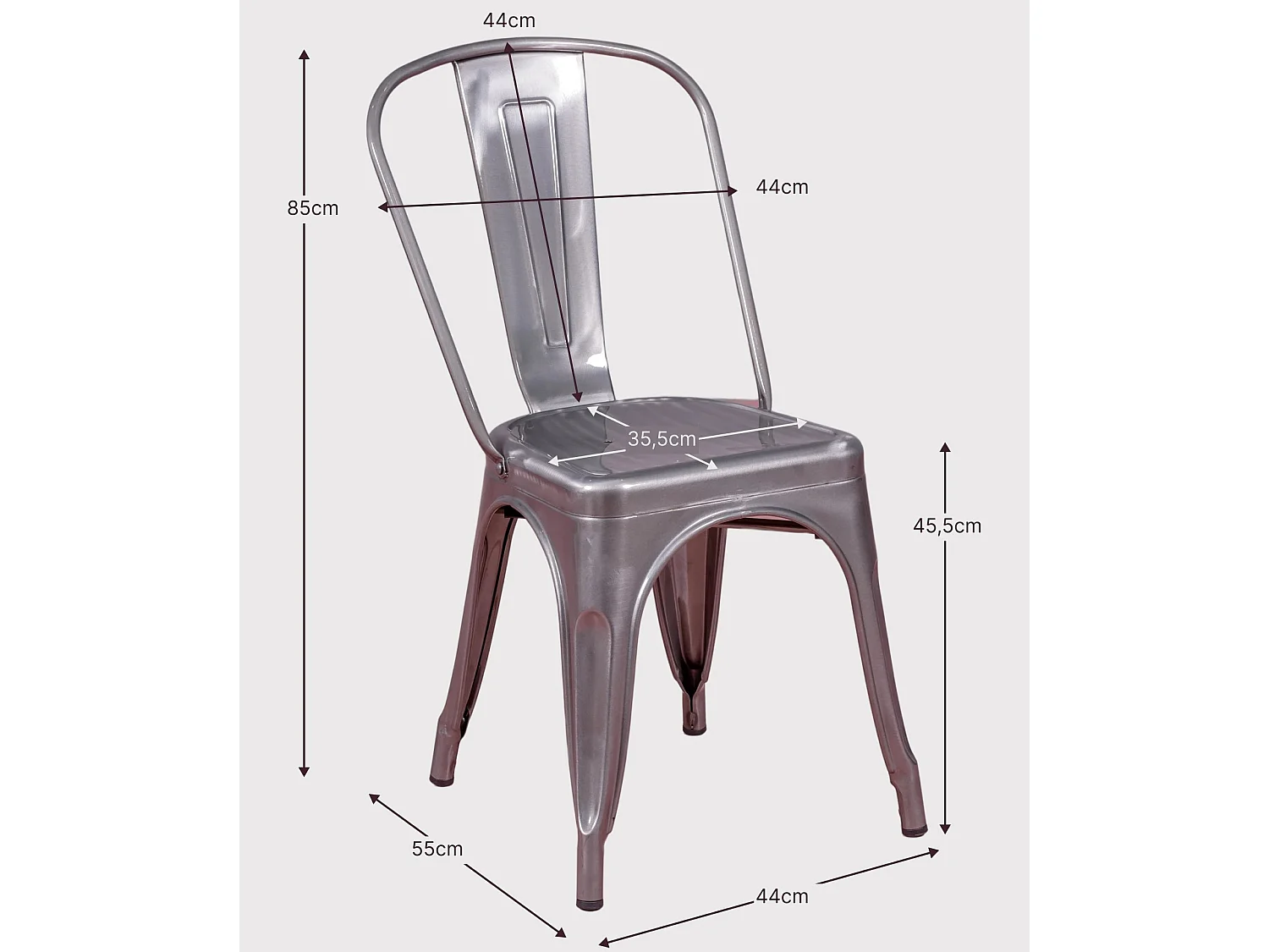 Chaise industrielle en acier métallisé - Bistro - Métal