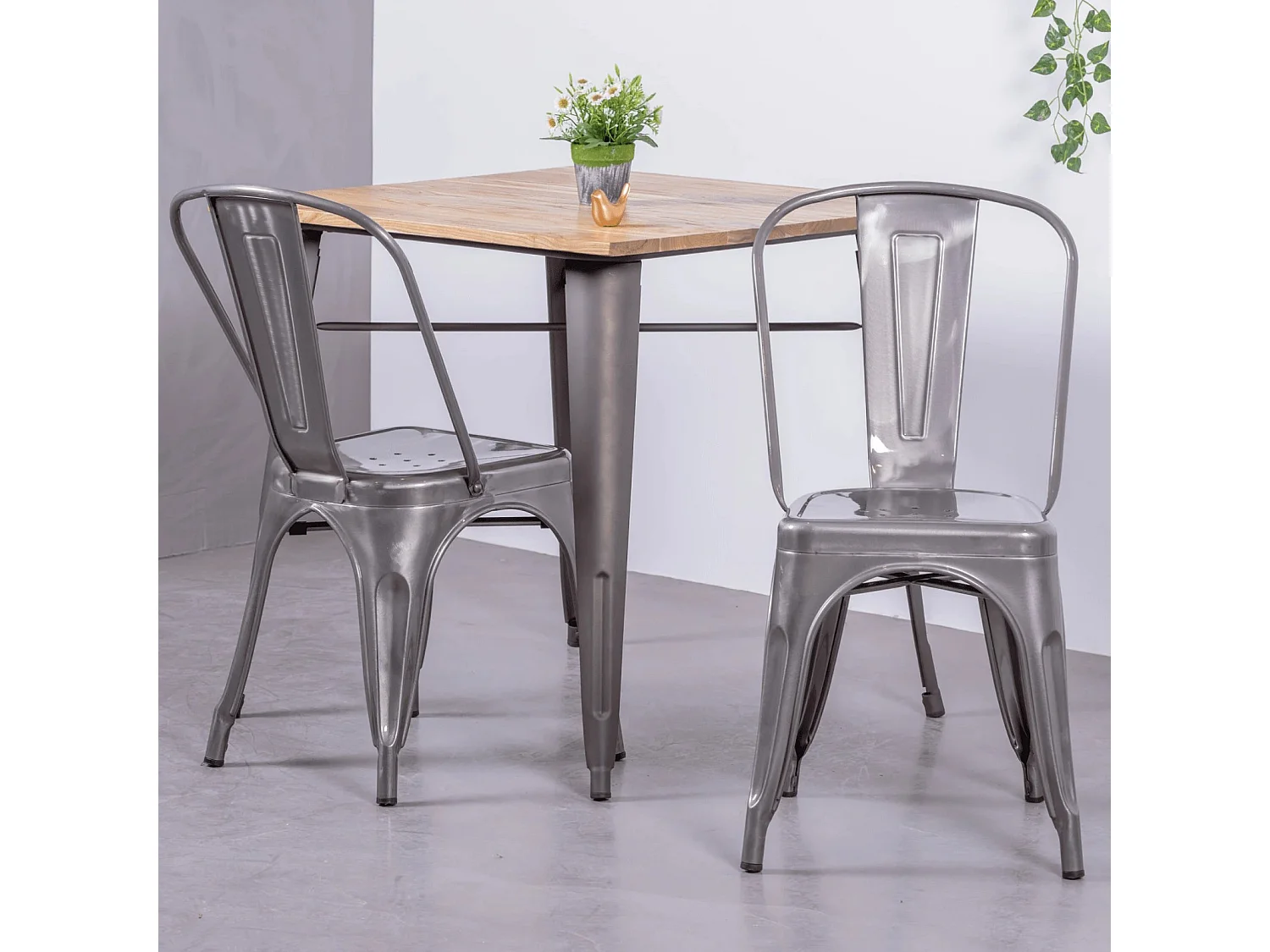 Industriële stoel in metallic staal - Bistro - Metaal