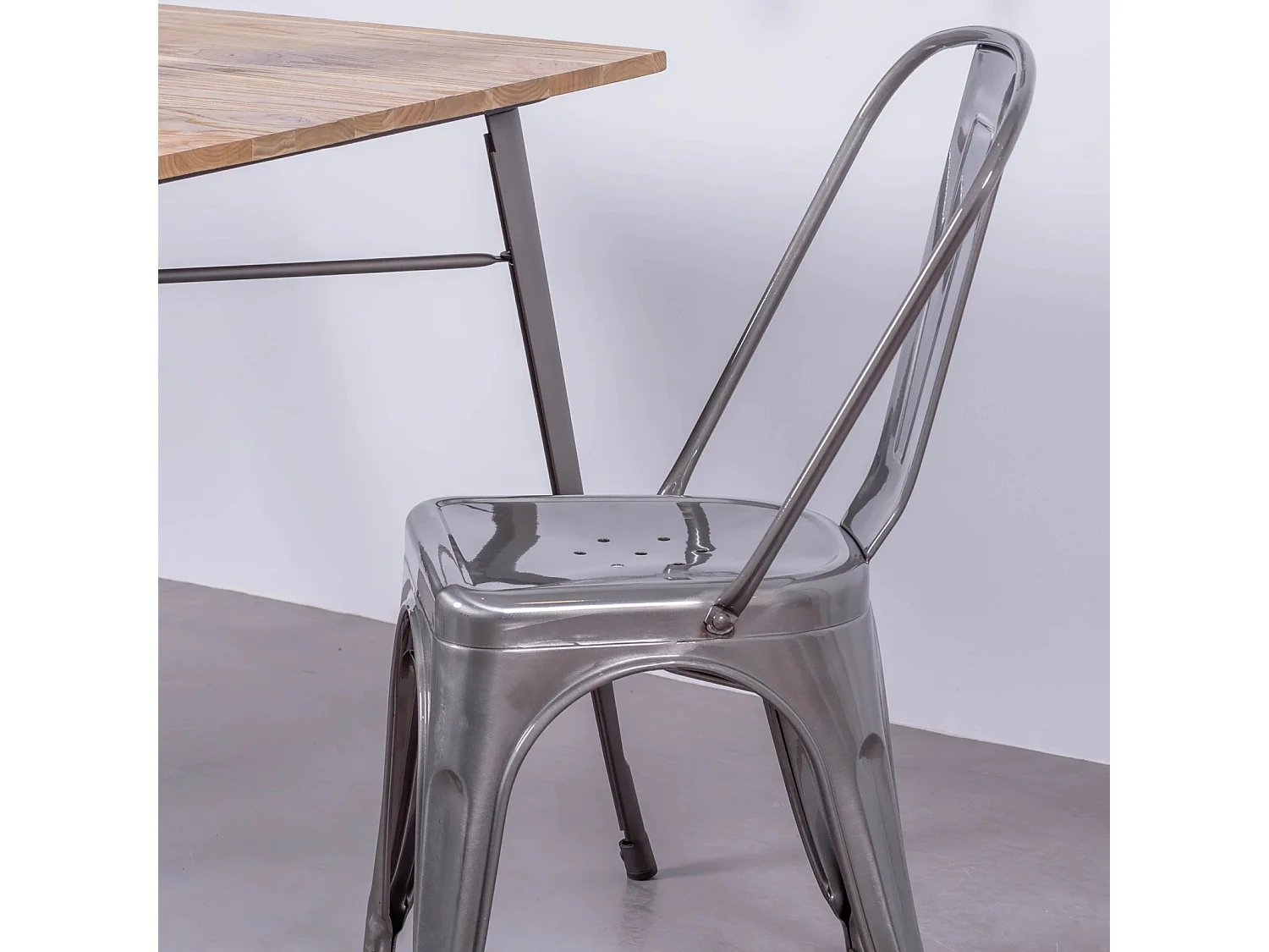 Industriële stoel in metallic staal - Bistro - Metaal