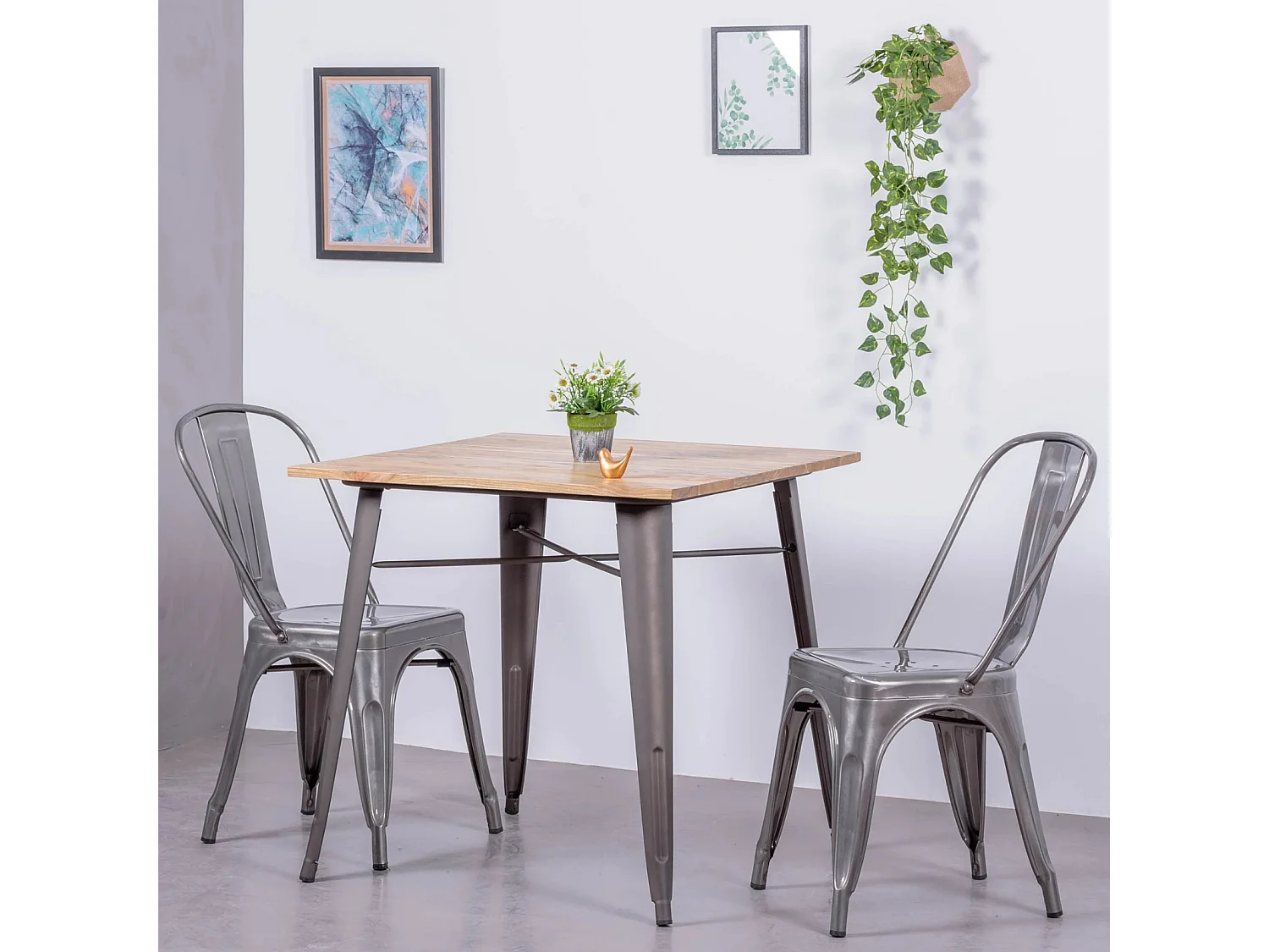 Industriële stoel in metallic staal - Bistro - Metaal