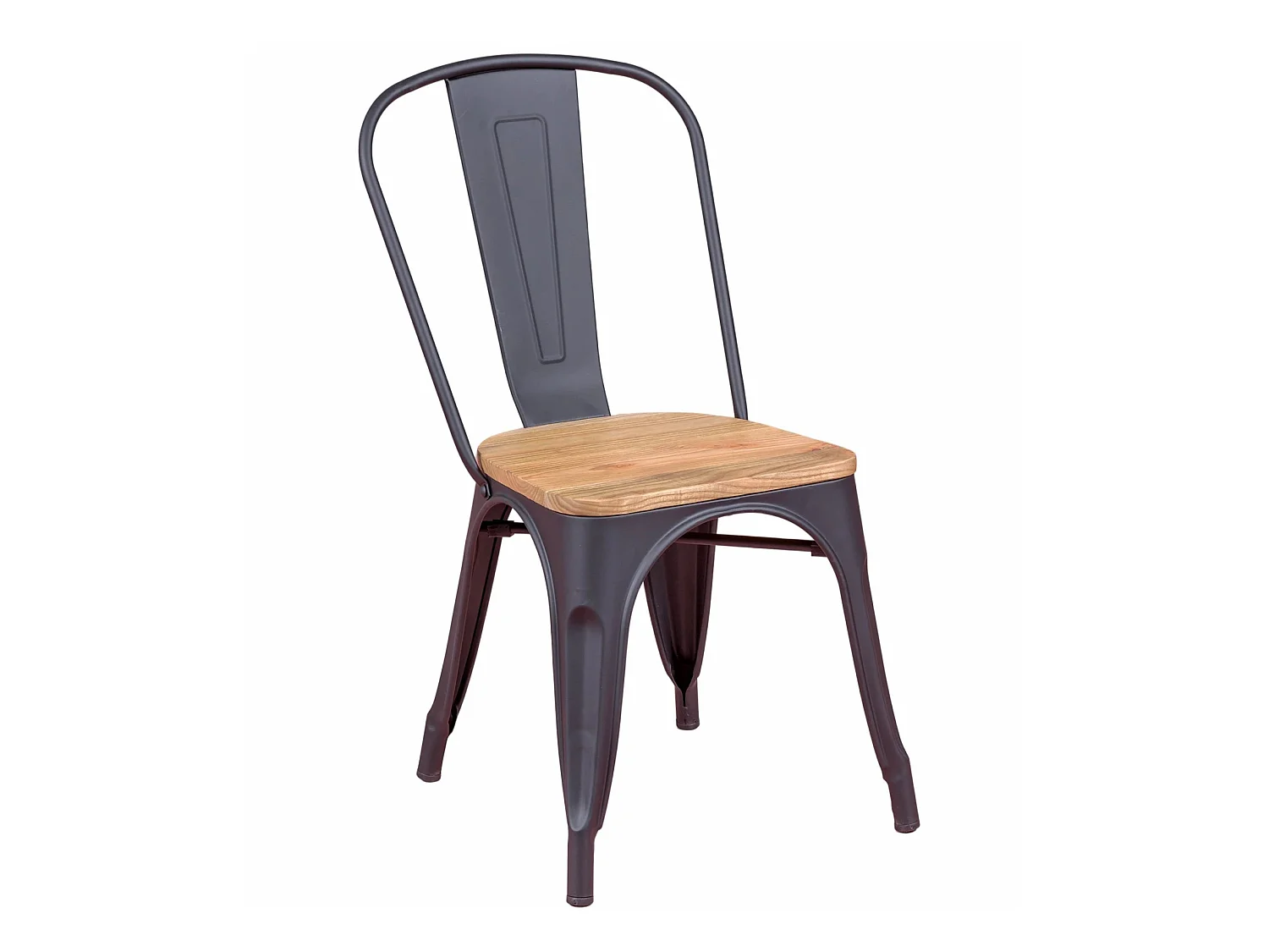 Chaise en métal avec assise en bois d'orme - Bistro - Noir