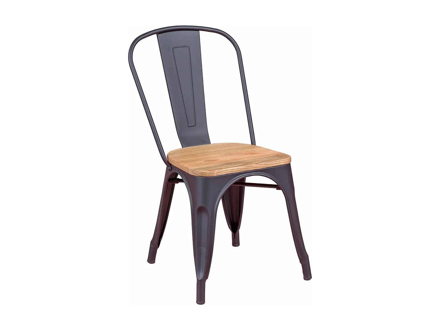 Chaise en métal avec assise en bois d'orme - Bistro - Noir