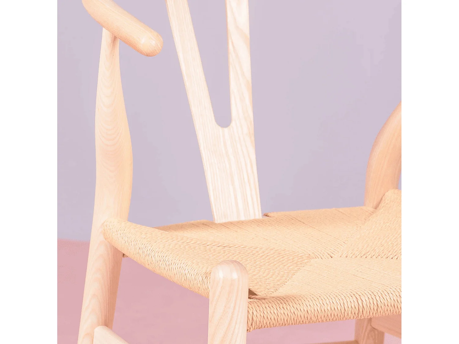 Scandinavische stoel van natuurlijk essenhout en ecologisch touw - Wish - Natuurlijke as