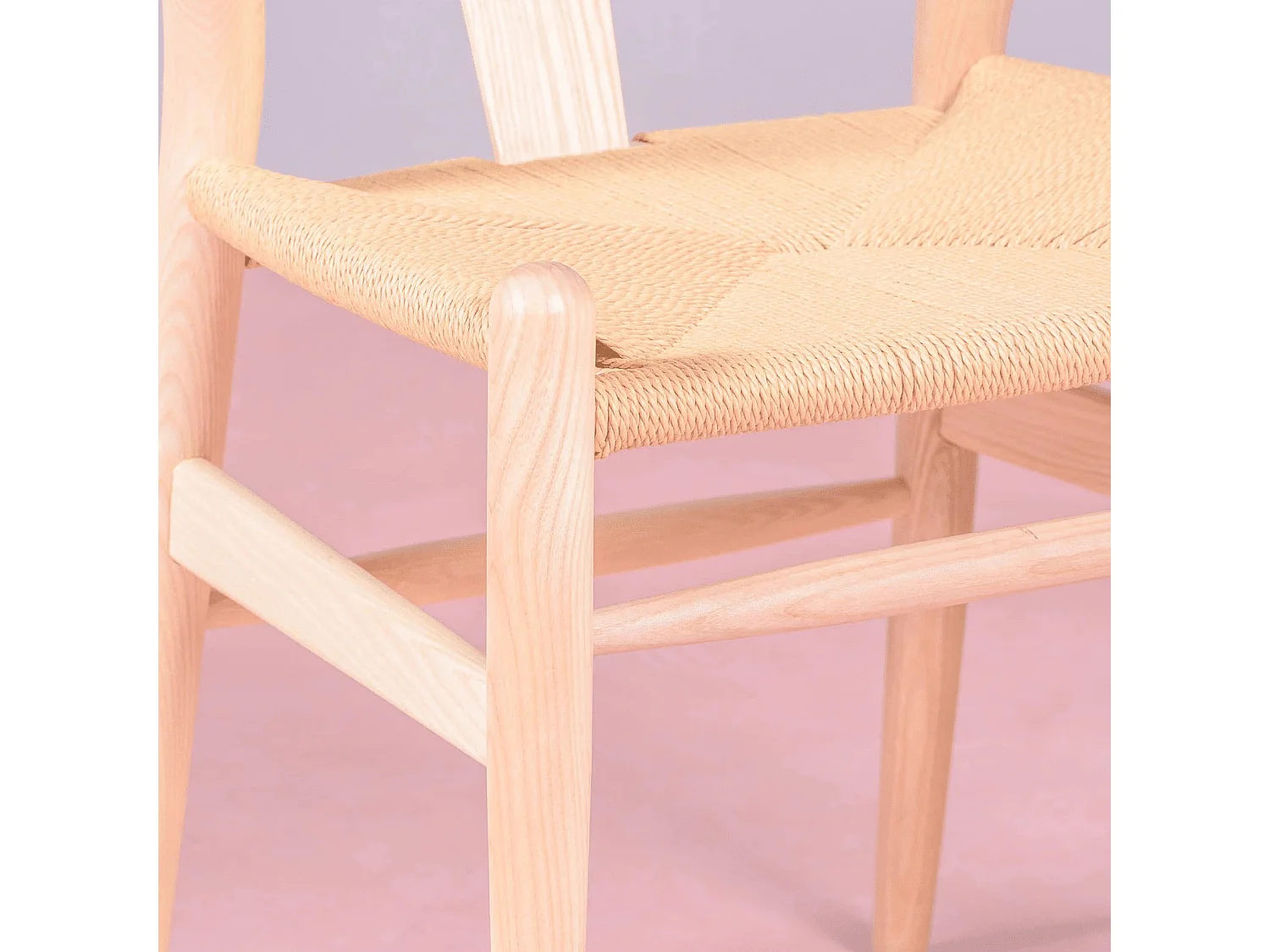 Scandinavische stoel van natuurlijk essenhout en ecologisch touw - Wish - Natuurlijke as