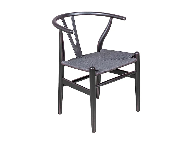 Cadeira nórdica em madeira de faia natural e corda ecológica - Wish - Preto