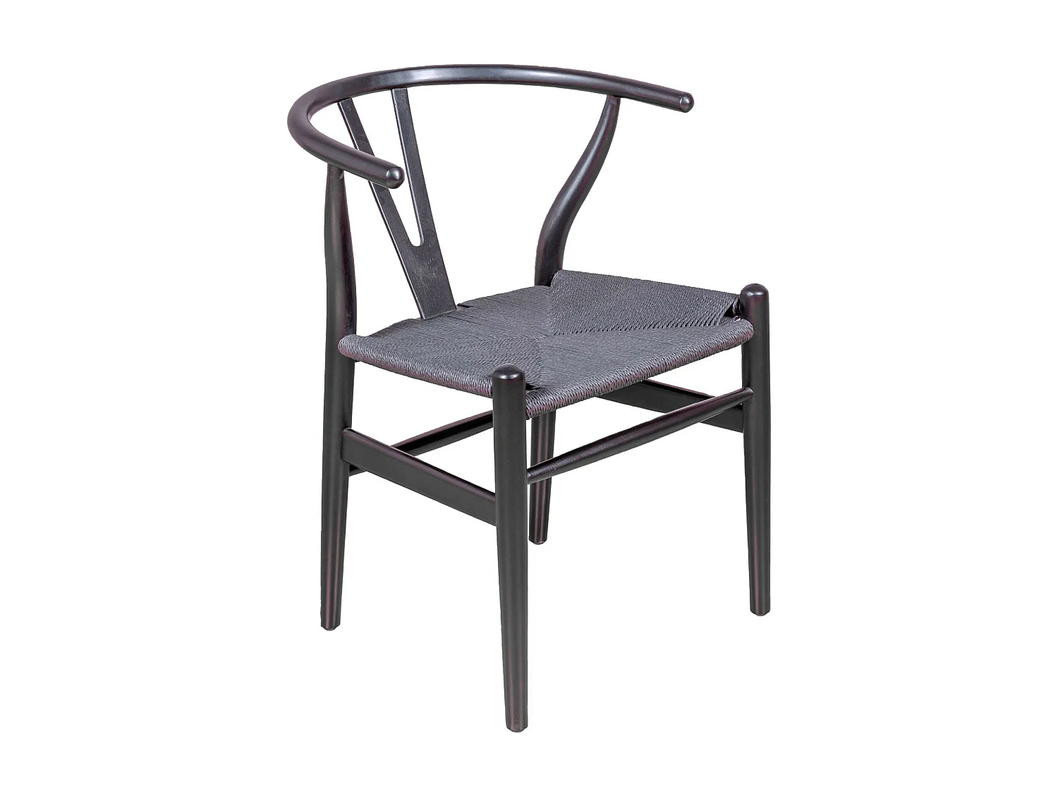 Sedia nordica in legno di faggio naturale e corda ecologica - Wish - Nero