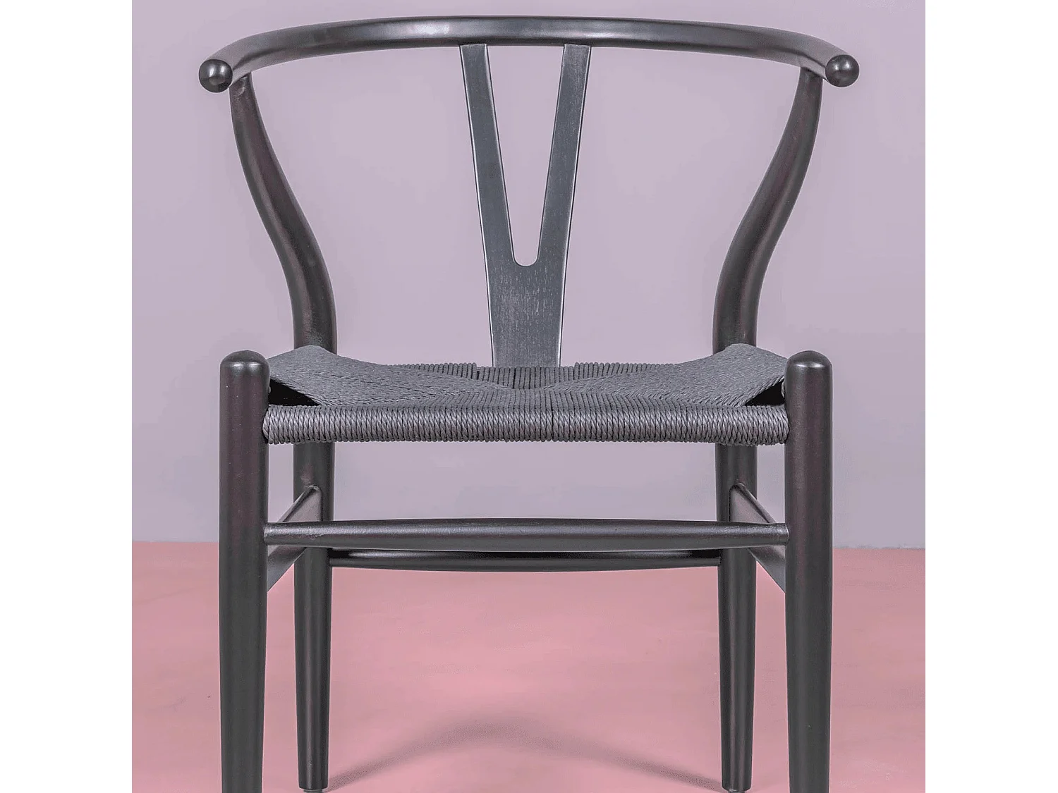 Sedia nordica in legno di faggio naturale e corda ecologica - Wish - Nero