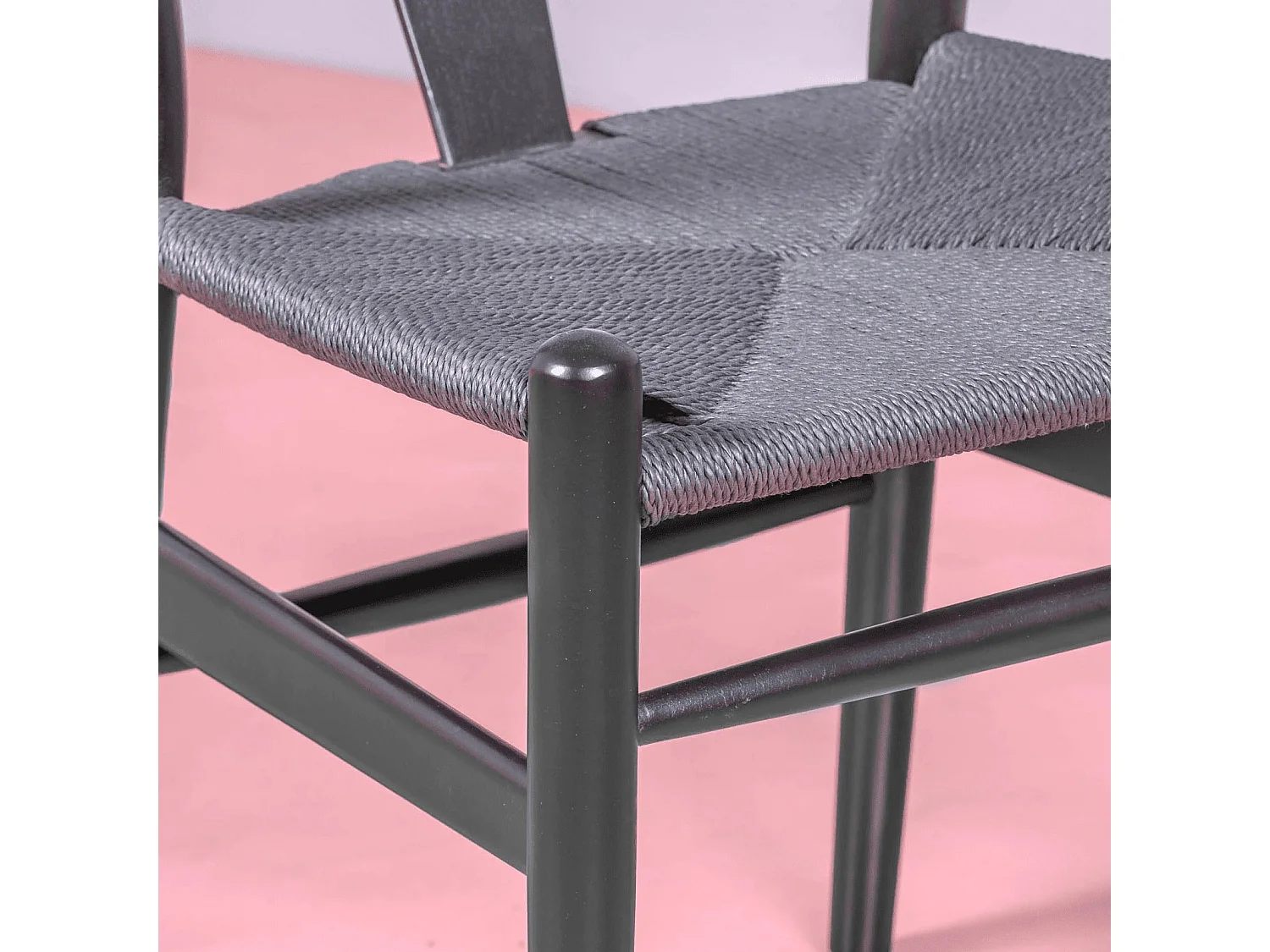 Sedia nordica in legno di faggio naturale e corda ecologica - Wish - Nero