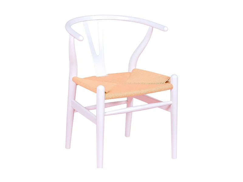 Chaise scandinave en bois de hêtre coloré et corde écologique - Wish - Blanc