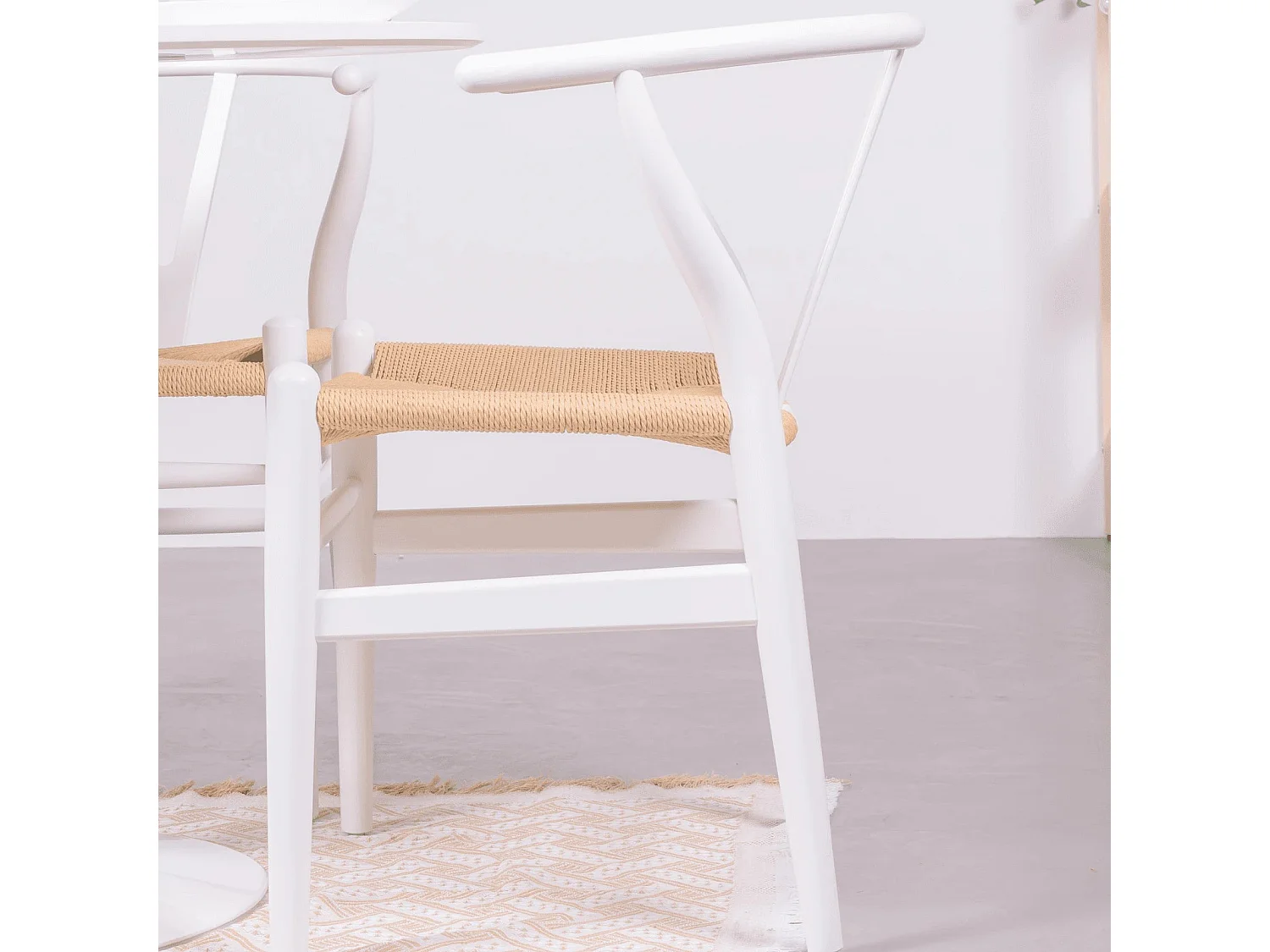 Chaise scandinave en bois de hêtre coloré et corde écologique - Wish - Blanc