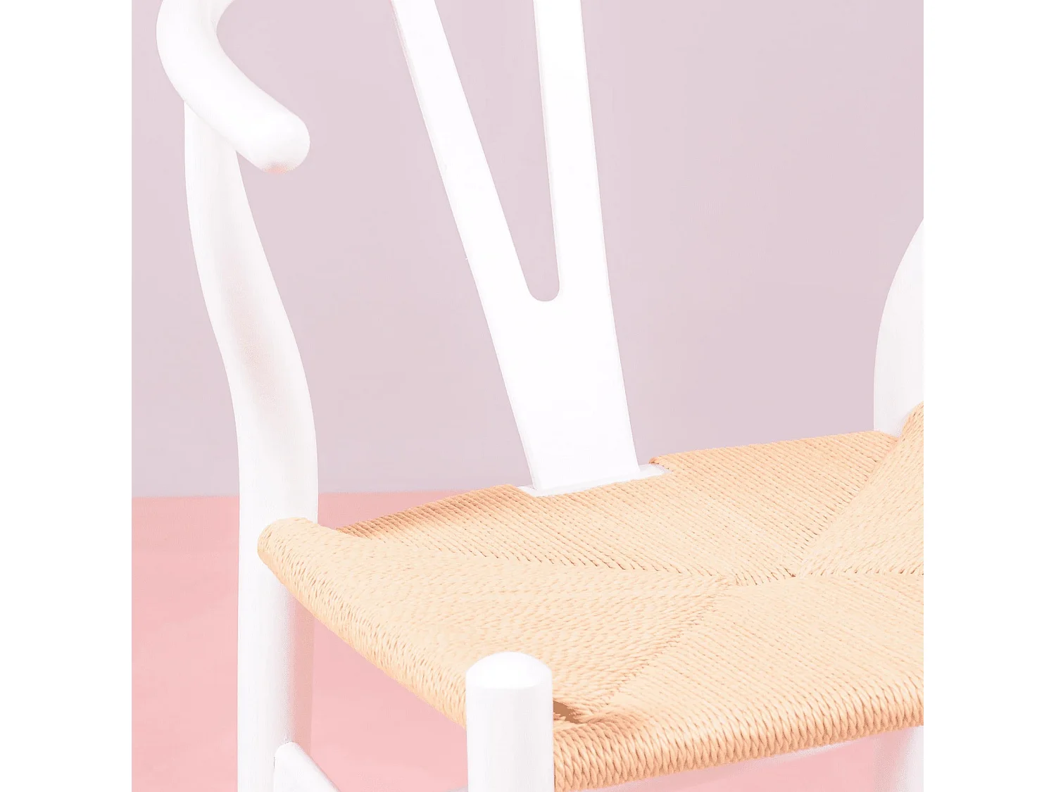 Chaise scandinave en bois de hêtre coloré et corde écologique - Wish - Blanc