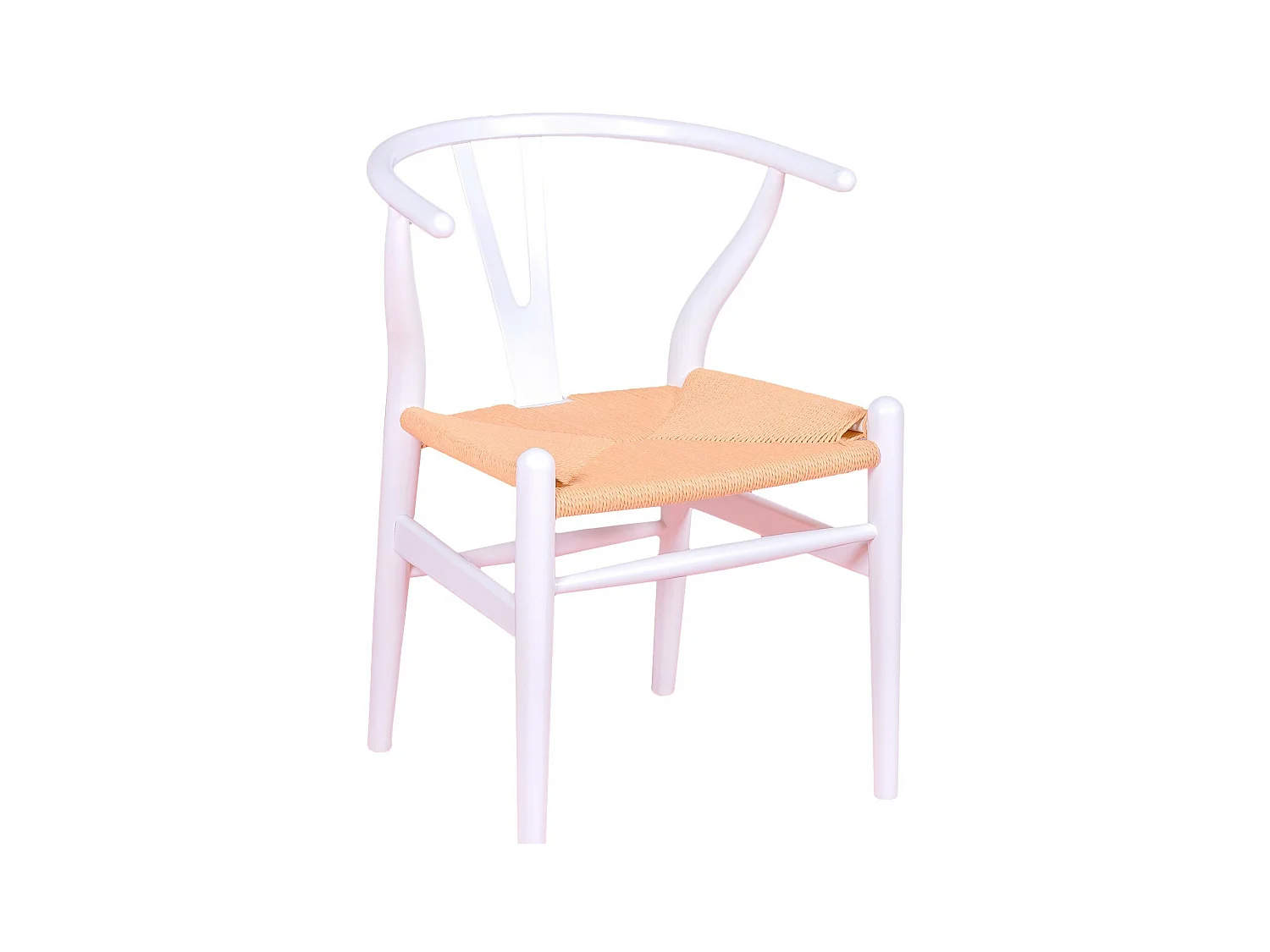 Chaise scandinave en bois de hêtre coloré et corde écologique - Wish - Blanc