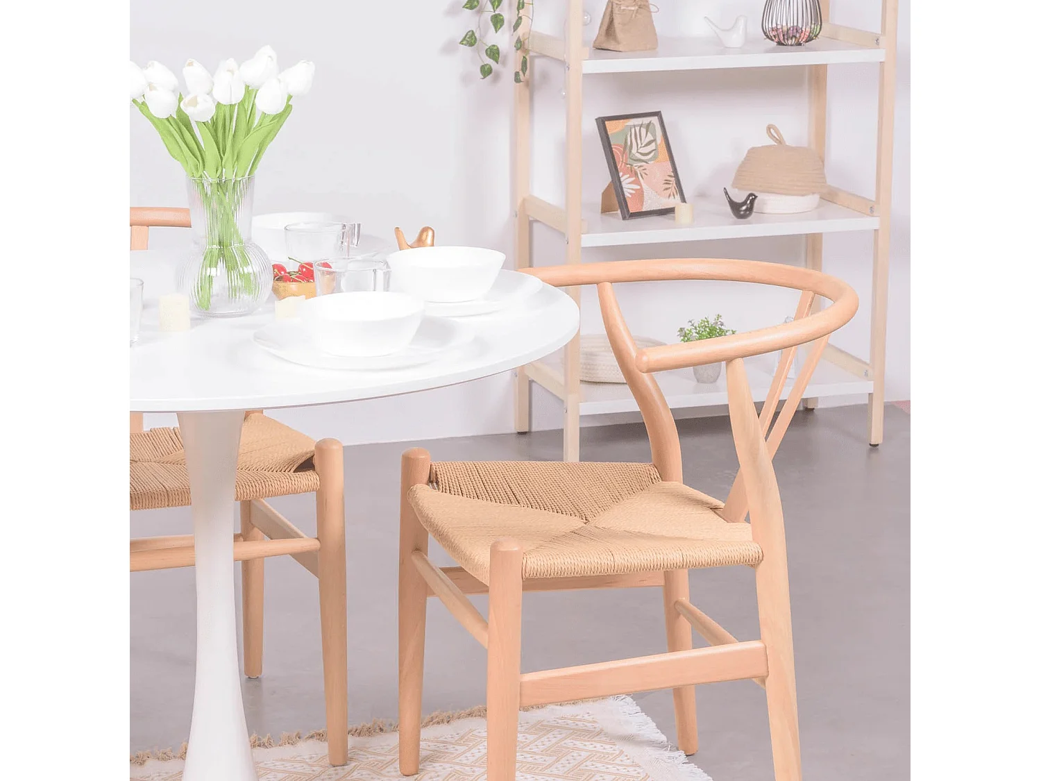 Silla nórdica en madera de haya natural y cuerda ecológica - Wish - Haya natural