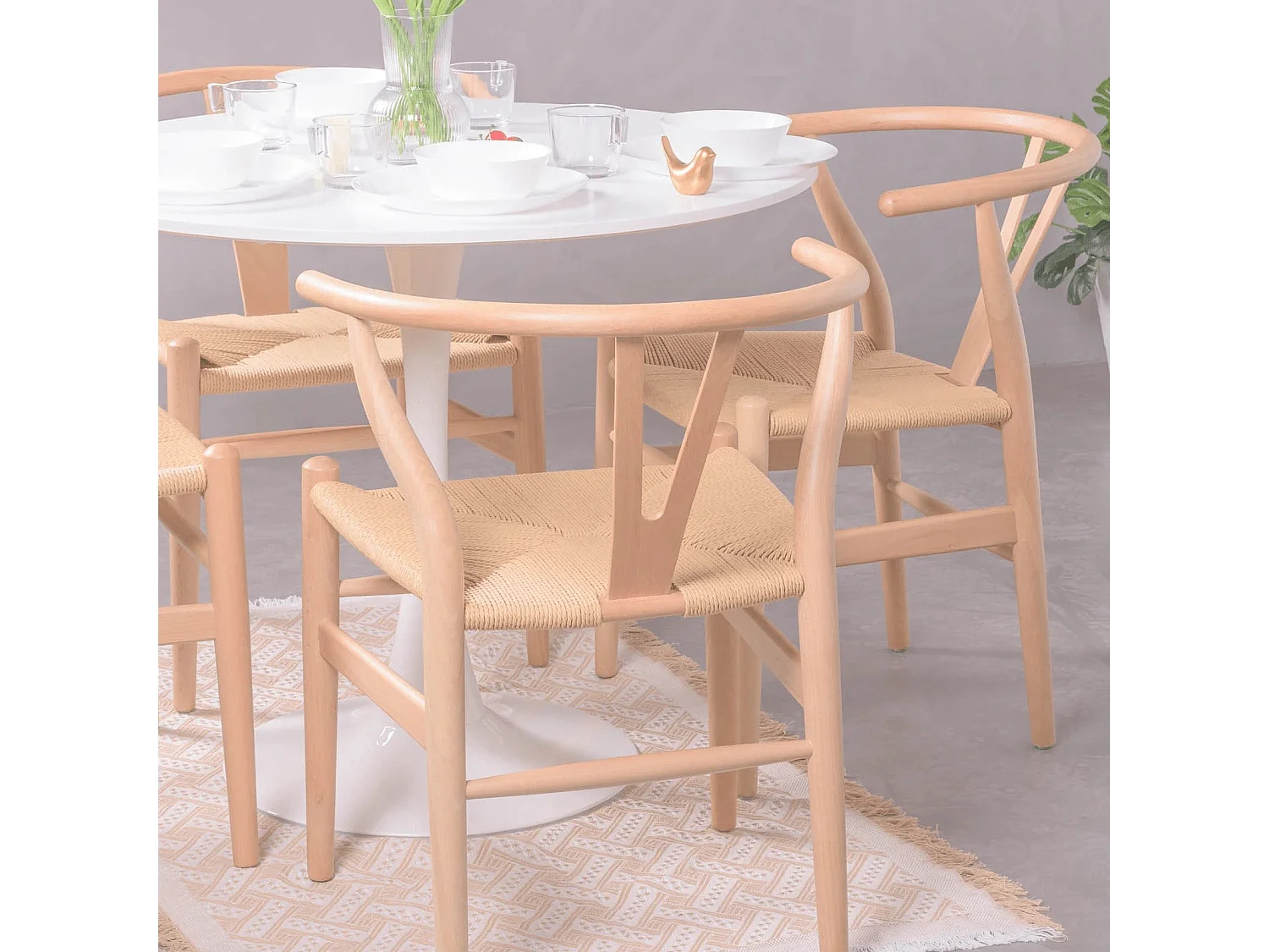 Silla nórdica en madera de haya natural y cuerda ecológica - Wish - Haya natural