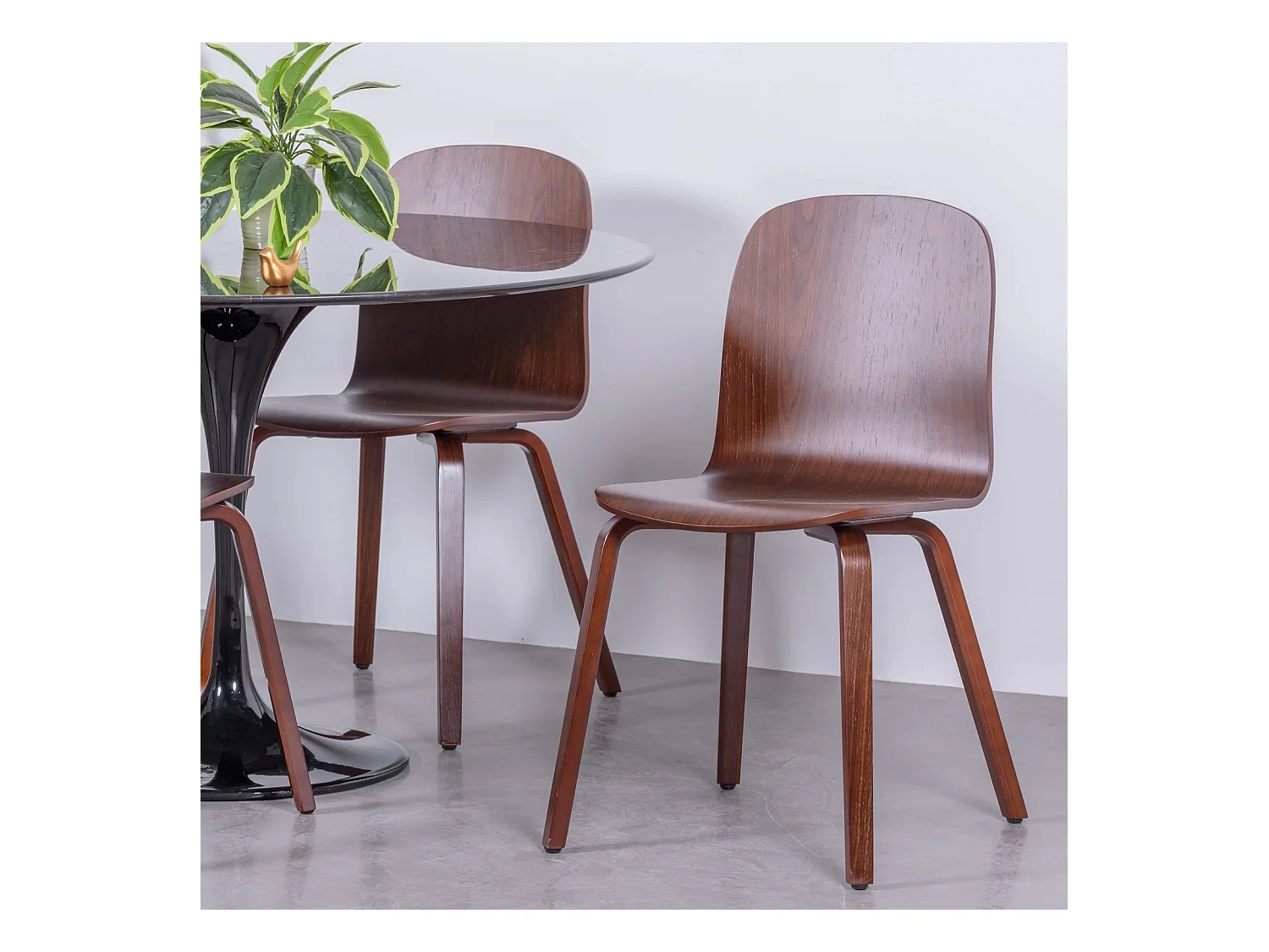 Chaise design scandinave en bois de noyer - Hut - Noyer