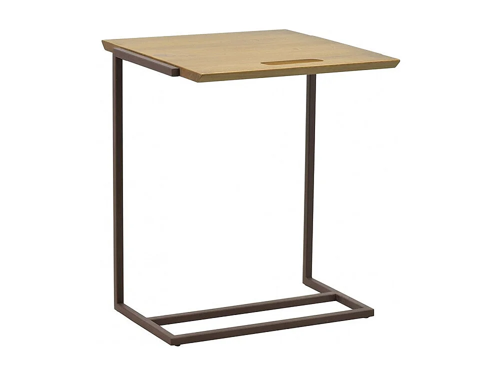 Bout de canapé en bois de pin et métal marron - LINEA