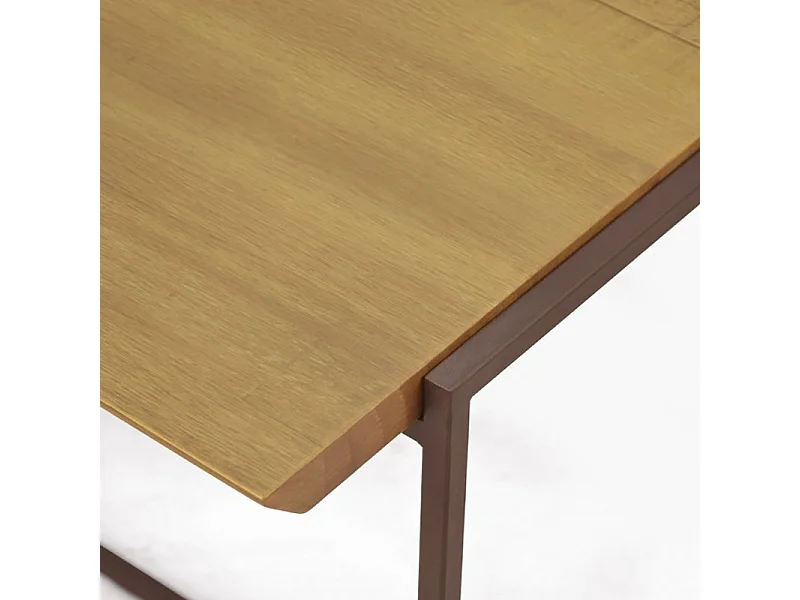 Bout de canapé en bois de pin et métal marron - LINEA