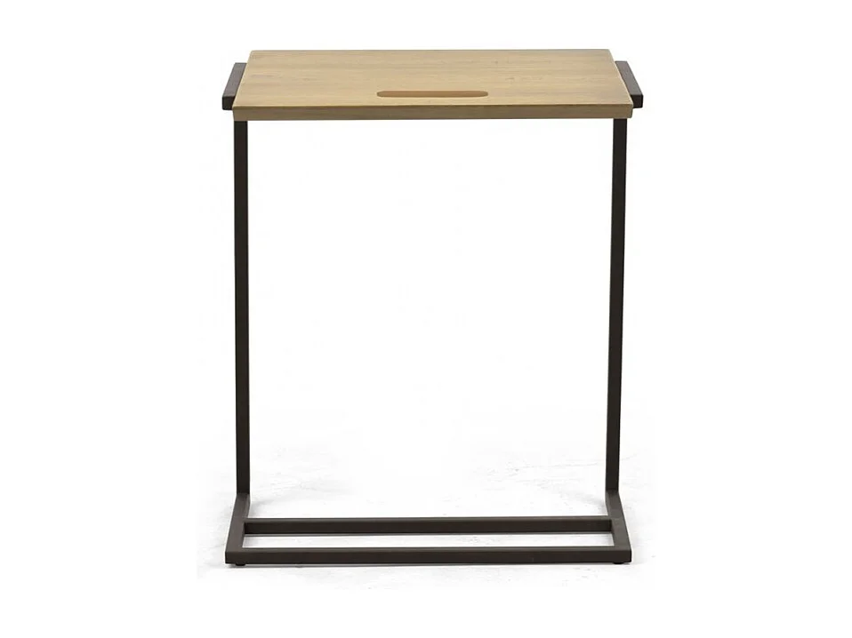 Bout de canapé en bois de pin et métal marron - LINEA