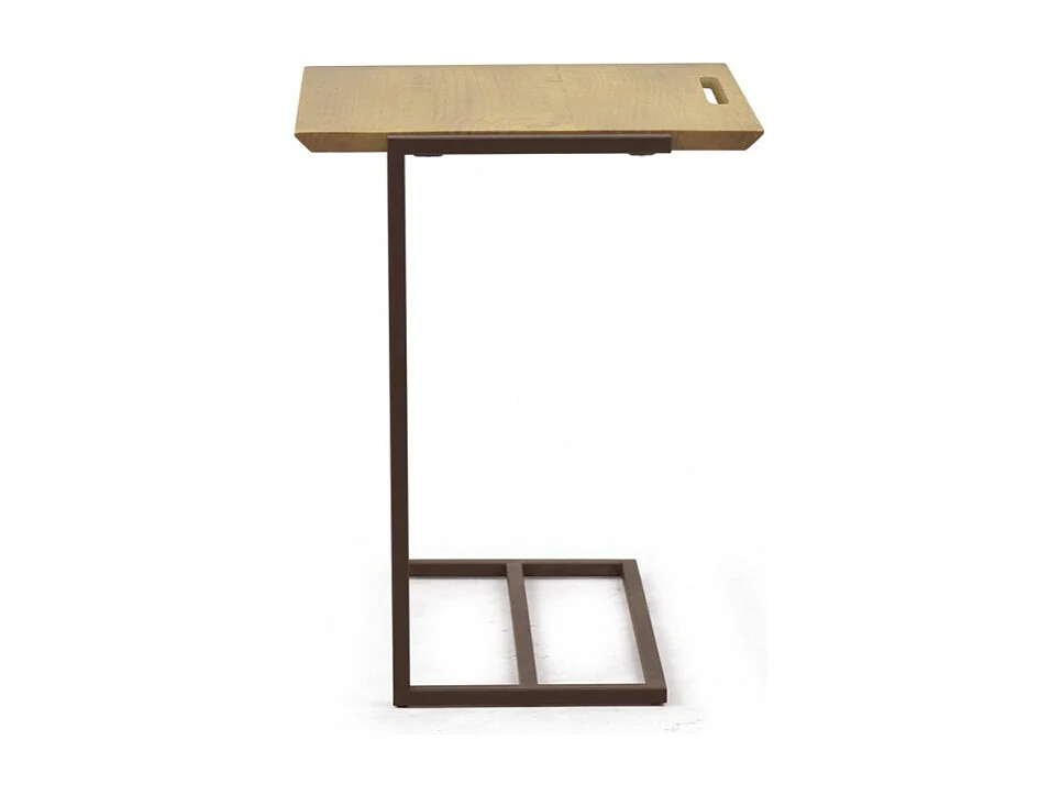 Bout de canapé en bois de pin et métal marron - LINEA