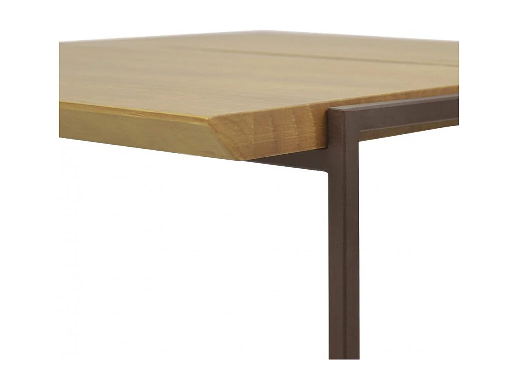 Bout de canapé en bois de pin et métal marron - LINEA