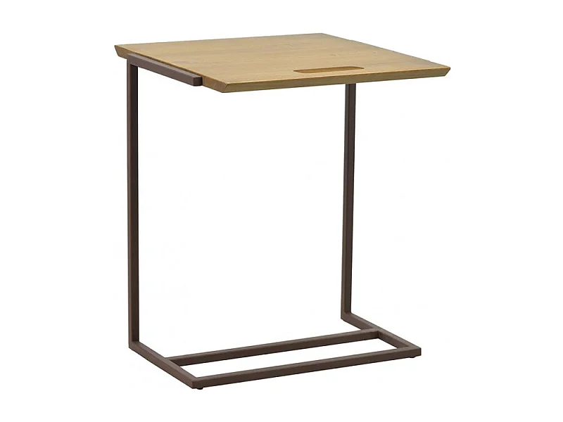 Bout de canapé en bois de pin et métal marron - LINEA