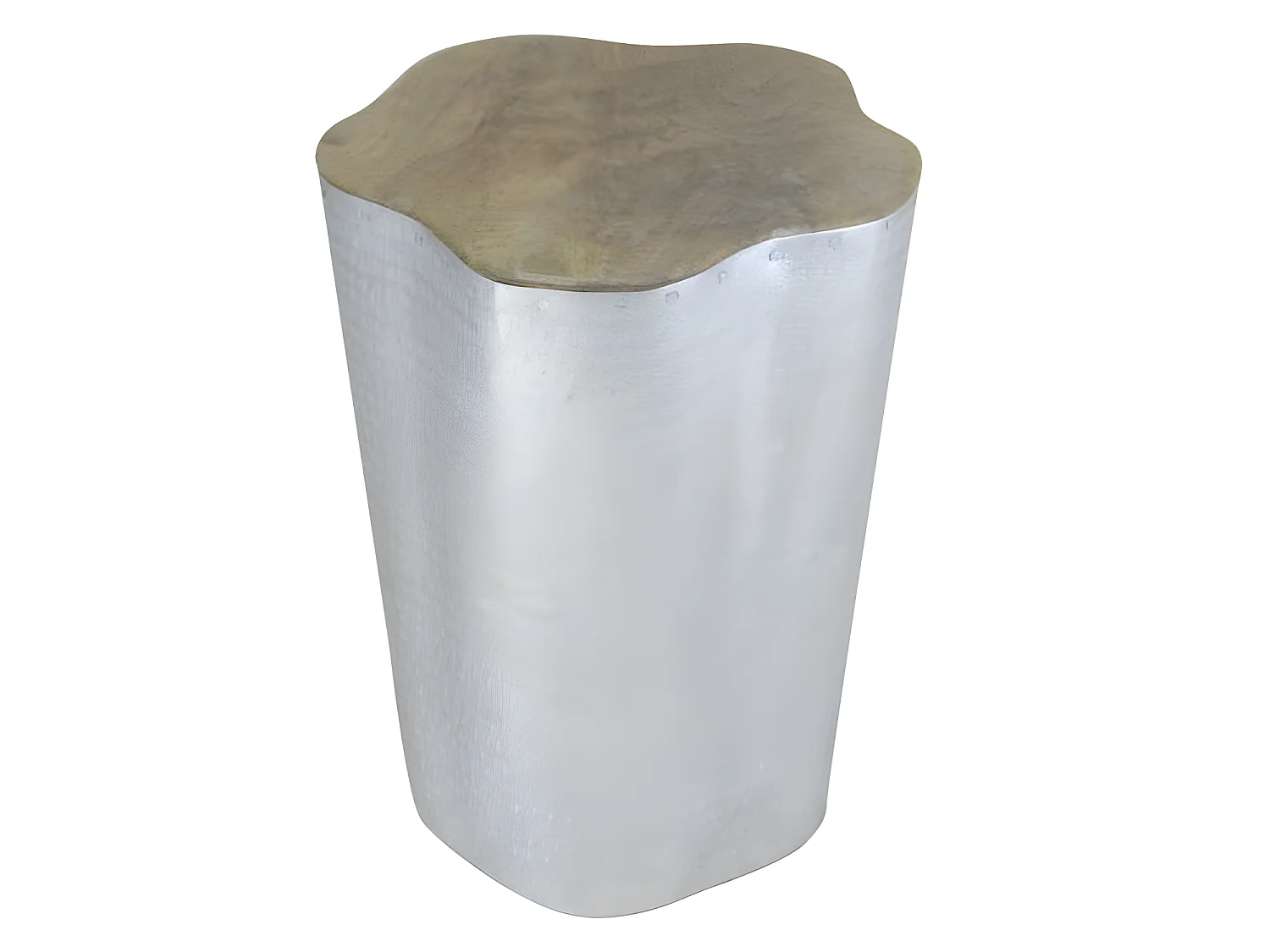 Table d'appoint en bois de teck et aluminium argenté - TRUNK