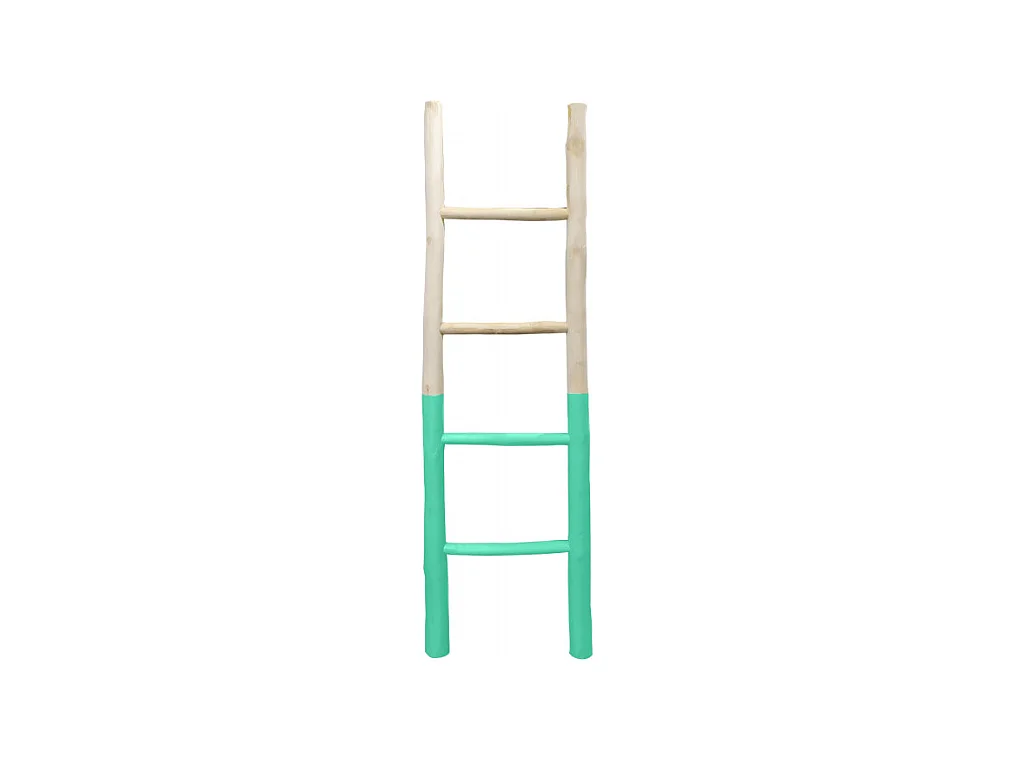 Echelle décorative en bois exotique blanchi et vert d'eau - SCALA