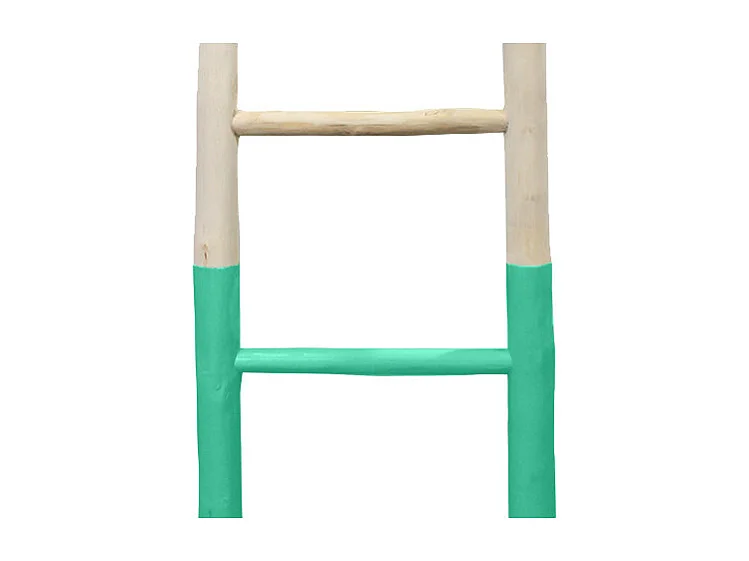 Echelle décorative en bois exotique blanchi et vert d'eau - SCALA