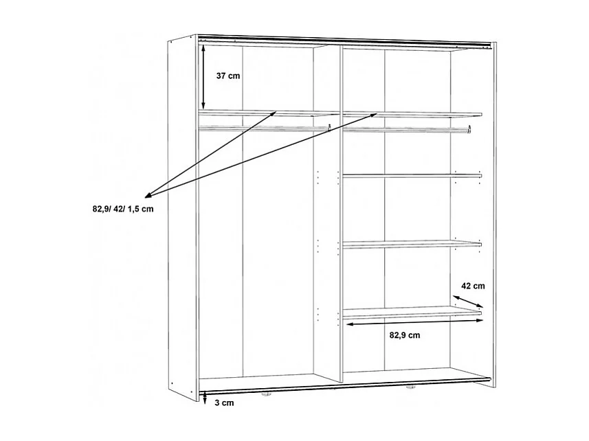 Armoire 2 portes coulissantes 5 tablettes blanc mat miroir - JEIK