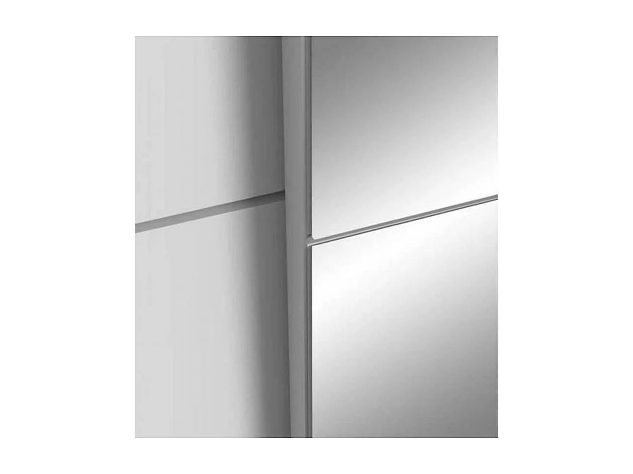 Armoire 2 portes coulissantes 5 tablettes blanc mat miroir - JEIK