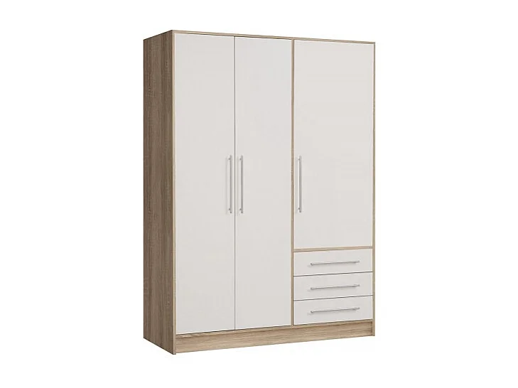 Armoire dressing 145 cm 3 portes blanc décor chêne clair - FARO