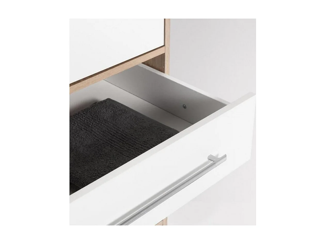 Armoire dressing 145 cm 3 portes blanc décor chêne clair - FARO