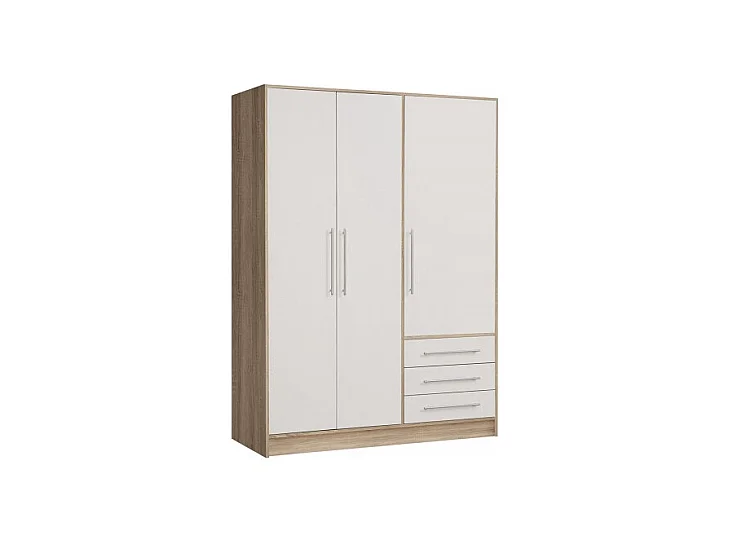 Armoire dressing 145 cm 3 portes blanc décor chêne clair - FARO