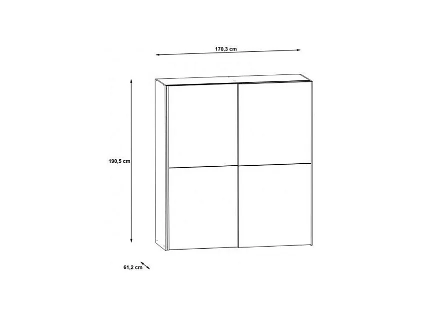 Armoire 2 portes coulissantes 5 tablettes décor chêne miroir - JEIK