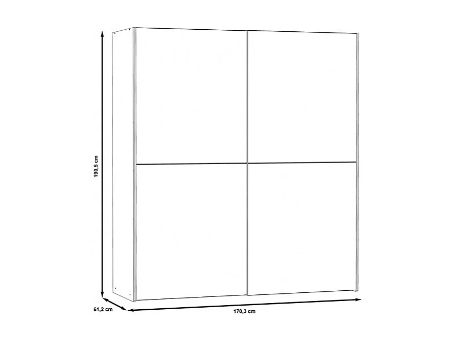 Armoire 2 portes coulissantes 5 tablettes gris foncé miroir - JEIK