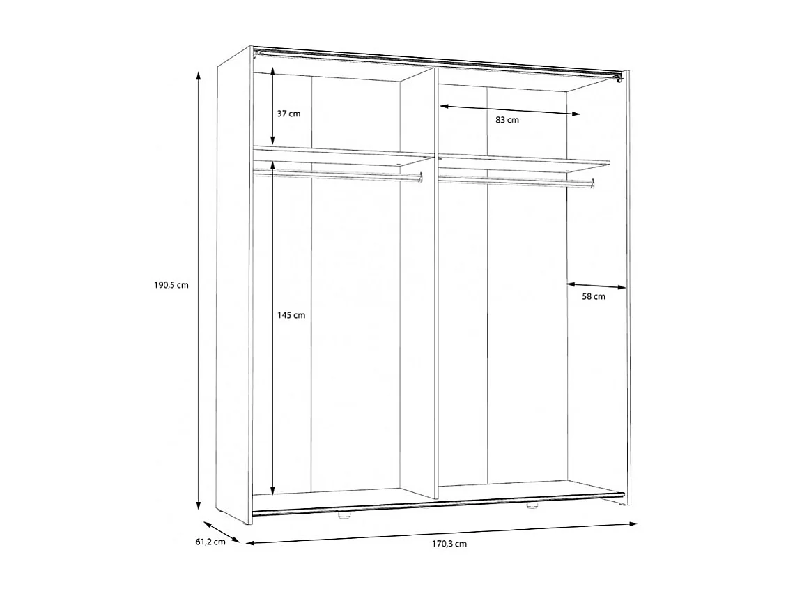 Armoire 170 cm 2 portes décor bois vintage et béton gris - BUCKY