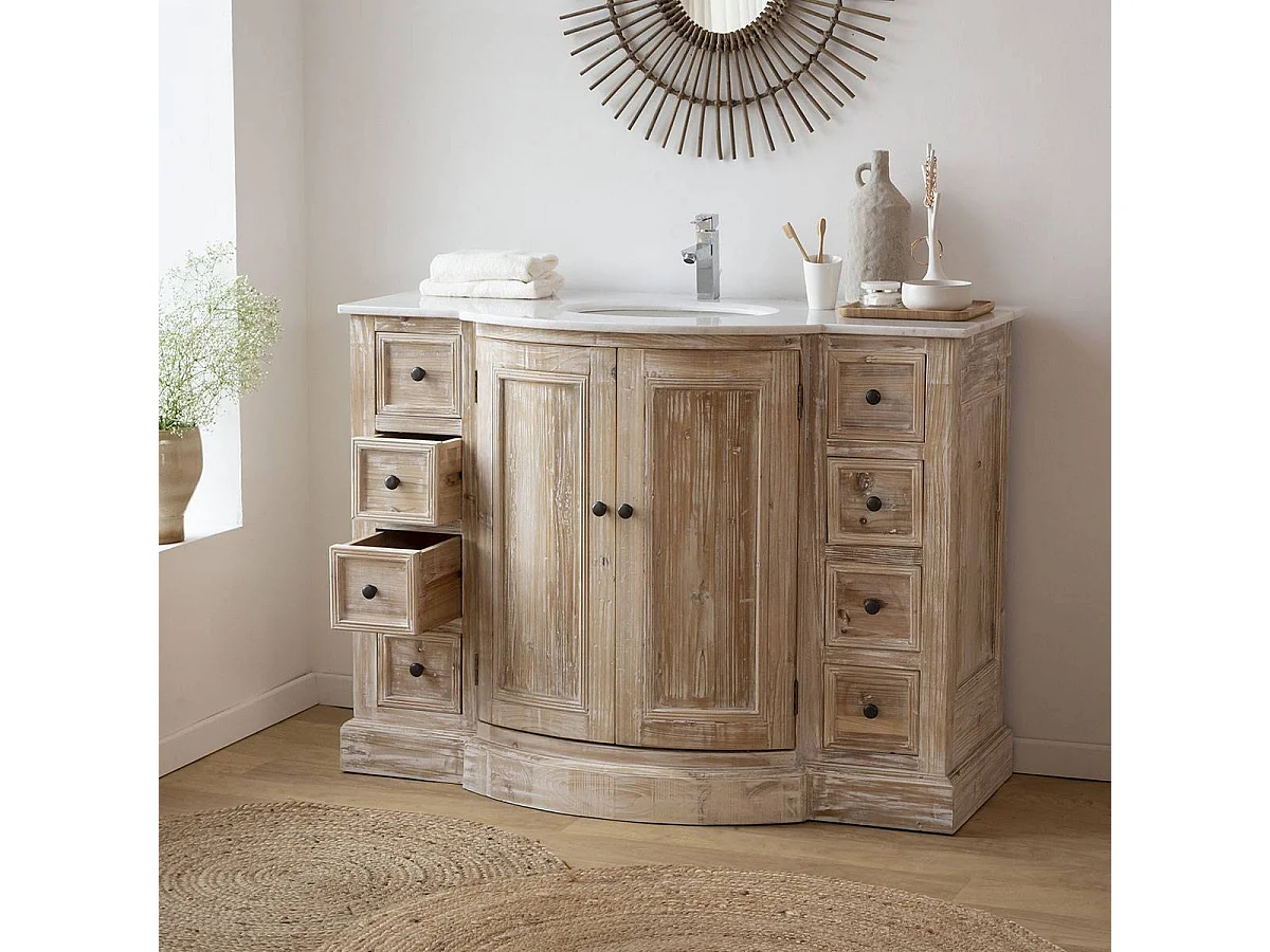 Meuble sous vasque en pin recyclé Octavie