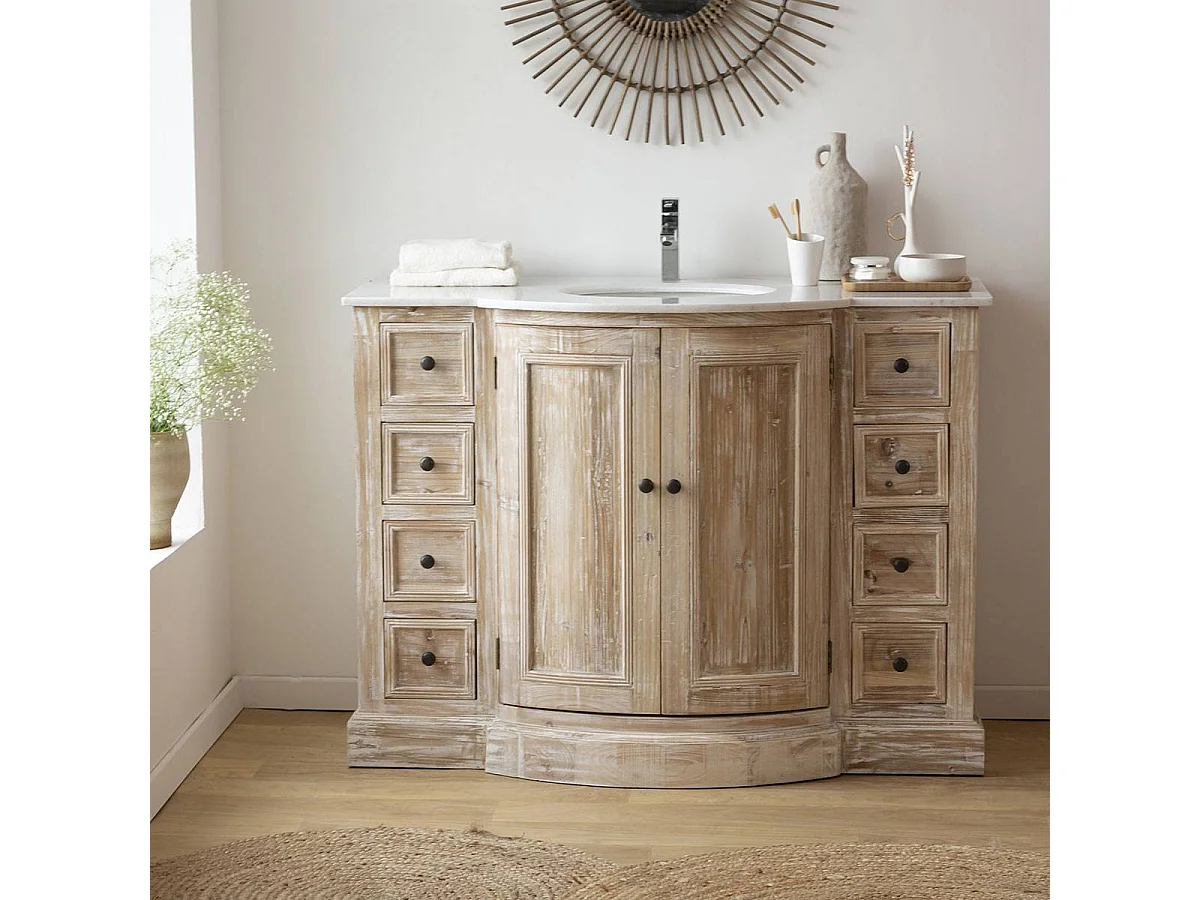 Meuble sous vasque en pin recyclé Octavie