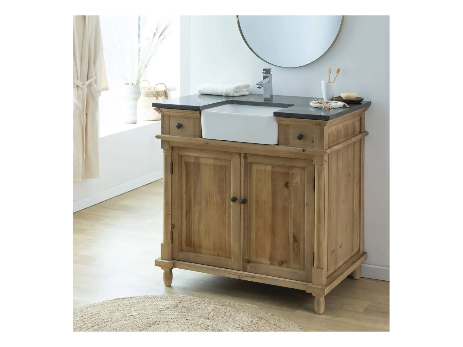 Meuble sous vasque en bois recyclé Paz