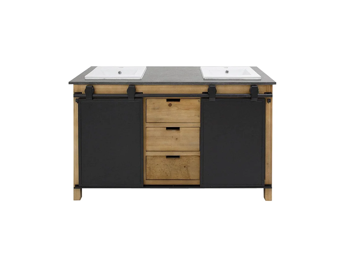 Meuble sous vasque en bois recyclé et métal Jade