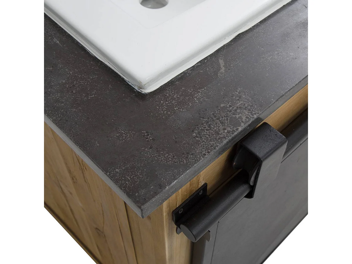 Meuble sous vasque en bois recyclé et métal Jade