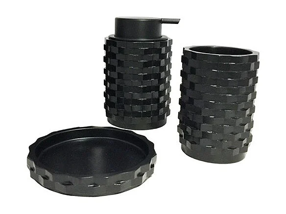 Set 3 accessoires salle de bain noir - WENDY