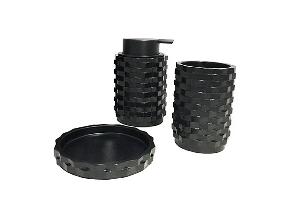 Set 3 accessoires salle de bain noir - WENDY